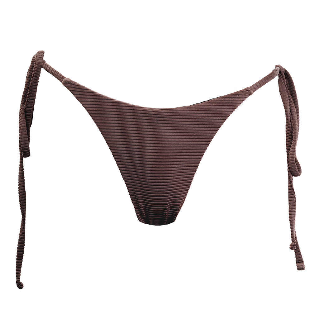 Sophie Chestnut Ribbed - Tie Side Bikini Bottoms